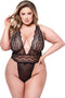 Baci - Sexy Deep V Lace Teddy Body - S/M - Zwart
