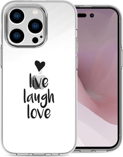 imoshion Hoesje Geschikt voor iPhone 14 Pro Hoesje Siliconen - imoshion Design hoesje - Transparant / Live Laugh Love