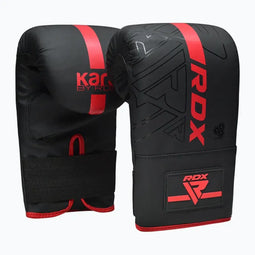 RDX Sports - F6 - Boxing Bag Mitts - Quadro Dome B1 - Matzwart met Rood