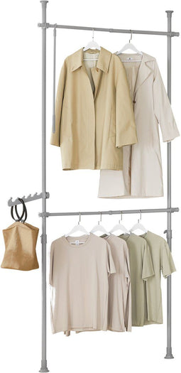 SoBuy FRG109-HG - Vloergarderobe - Telescopisch Rek - Grijs