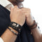 Frank 1967 7FB-0067 - Rope armband - stalen anker 15 mm - lengte 23 cm - wit / rood / zwart / rosékleurig