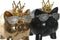 Decoratieve figuren DKD Home Decor 13,5 x 11 x 14 cm Zwart Gouden Varken (2 Stuks)