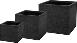 PAROS - Plantenbak - Zwart - 30/40/50 cm - Klei-vezelmengsel