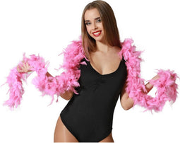 Atosa Carnaval verkleed boa met veren - roze - 180 cm - 45 gram - Glitter and Glamour