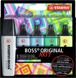 Markeerstift stabilo boss arty cool kleuren - 5 stuks