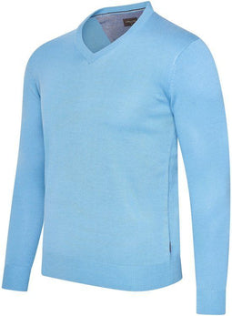 Cappuccino Italia Salerno Pullover - Heren Trui - 50% Katoen 50% Acryl - Lichtblauw - Maat XXL
