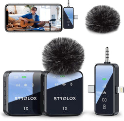 Strolox® Draadloze Microfoon Pro - Lavalier - 120m Bereik - 12 uur Batterij - USB-C/Lightning (2 stuks)