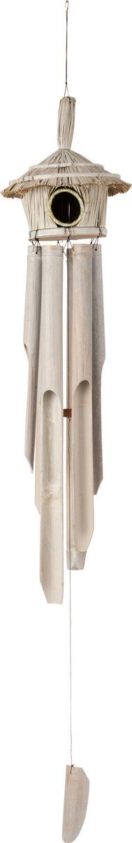 J-Line Windgong Vogelhuisje Bamboe Wit Large