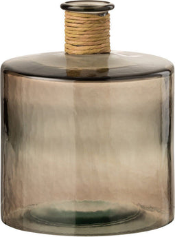 J-Line vaas Safari Breed - glas - lichtbruin - small - Ø 20 cm