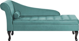 PESSAC - Chaise longue - Groenblauw - Linkerzijde - Fluweel