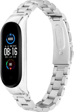 imoshion Bandje met Horlogeband inkorter - Geschikt voor Xiaomi Mi Band 6, Xiaomi Mi Band 5 - imoshion Stalen band inkliksysteem - Zilver