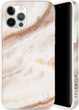 Selencia iPhone 12 (Pro) - Backcover - 100% gerecycled - Wit Marmer