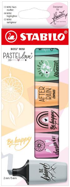 STABILO BOSS MINI - Markeerstift - Pastellove Edition - Etui Met 6 Kleuren