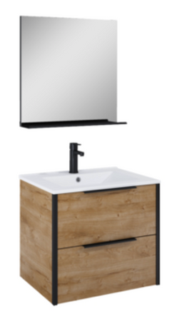 Atlantic Aria - Badmeubelset met spiegel en wastafel 60cm - Canela Eiken