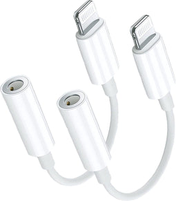 2x Jack Aux geschikt voor iPhone - 8-pins naar aux - Geschikt voor Lightning - 3,5 mm adapter - Verloopstukje voor audio oortjes - Audio kabel