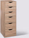 5Five Kast met 6 lades - 33x38x100cm - Natuurlijk houteffect - Bruin