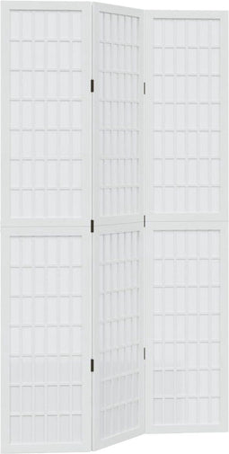vidaXL - Kamerscherm - met - 3 - panelen - massief - paulowniahout - wit
