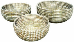 Basket spelset DKD Home Decor Natuurlijk Wit Zeegras (40 x 40 x 18 cm) (3 Onderdelen)