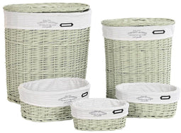 Mandenset DKD Home Decor Groen vlechtwerk 51 x 37 x 56 cm (5 Onderdelen)