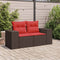 Tuinbank 2-zits met kussens poly rattan bruin