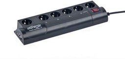 Gembird EG-PMS2 - Programmeerbare overspanningsbeveiligde stekkerdoos - 6x Geaarde stekkers - Zwart