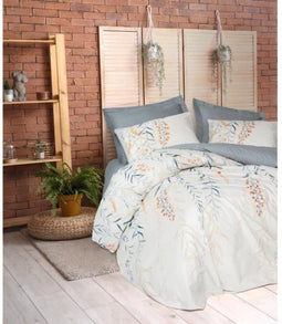 Beddengoedset - Dekbedovertrek 240 x 220 cm + 2 kussenslopen 60 x 60 cm - 100% katoen - Indigo (2 stuks)