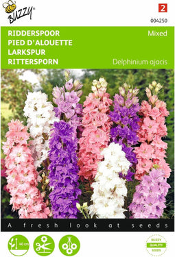 2 stuks - Buzzy - Delphinium Ajacis Hyacinthbloemig Gemengd
