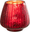 J-Line theelichthouder Geribbeld - glas - rood - 4 stuks