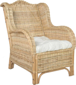 vidaXL - Stoel - met - kussen - natuurlijk - rattan - en - linnen