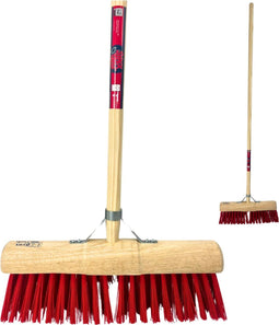 Synx Tools Prof Gemeente Bezem Nylon 45 cm - Wegenbouwbezem - Straatbezem - Stadsbezem - Harde natuurvezels - veger - Bezems buitenbezem - Tuinbezem - incl. Steel 150 cm