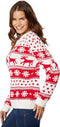 Dressforfun Kersttrui - Wintertrui met rendieren en sneeuwvlokken - Wit-rood - XXL