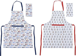Keukenset DKD Home Decor Navy Polyester Katoen (60 x 80 x 0,5 cm) (2 Stuks)