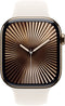 Apple Watch Series 10 - Smartwatch - GPS + Cellular - 46mm Titanium Sportbandje M/L Zilver (Beige)