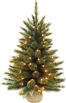 Triumph Tree Forest Frosted Kunstkerstboom in Jute met LED Verlichting - H60 x Ø46 cm - Groen