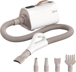 Olvy Pets - Professionele Hondenfohn - Waterblazer met 4 Opzetstukjes - Geluiddempend Beige