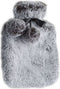 Cosy & Trendy Warmwaterkruik pels en pompons 2L - 36x20cm - Grijs