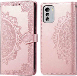 iMoshion Hoesje Geschikt voor Nokia G60 Hoesje Met Pasjeshouder - iMoshion Mandala Bookcase - Rosé Goud