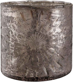 PTMD Ellis Windlicht ijskristal - H13 x Ø13 cm - Glas -Bruin