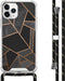 iMoshion iPhone 11 Pro - Hoesje met Koord - Verstelbaar Koord - Zwart Meerkleurig Goud Black Graphic