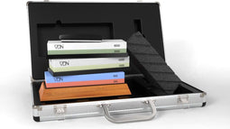 Complete wetsteen set van 6 grofheden – Dubbelzijdige slijpsteen set met koffer en grote vlaksteen (18x6x3CM) – Slijpen van messen - Messenslijper - VDN