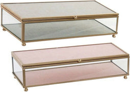 Doos-Juwelenkistje DKD Home Decor New Hygge Metaal Kristal (2 pcs) (25 x 10 x 5 cm)