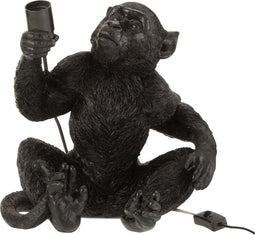 J-Line lamp Aap Zittend - polyresin - zwart