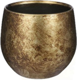 Mica Decorations - Plantenpot/bloempot - Terracotta - goud - D19 en H17 cm