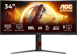 AOC CU34G4 - 34" WQHD Curved Monitor - 180 Hz 1 ms HDR10 - Zwart