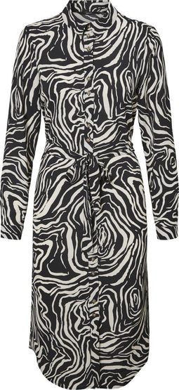 VERO MODA VMSASHA - Lange doorgeknoopte jurk met kraag en ceintuur - Maat S