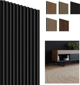 Perel Akoestisch wandpaneel - Set van 4 - Geluidsabsorberend 1250 x 300mm Zwart (4st)