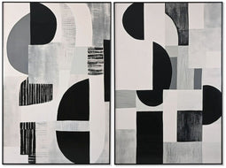 Schilderij Home ESPRIT Wit Zwart Modern 80 x 3,5 x 120 cm (2 Stuks)