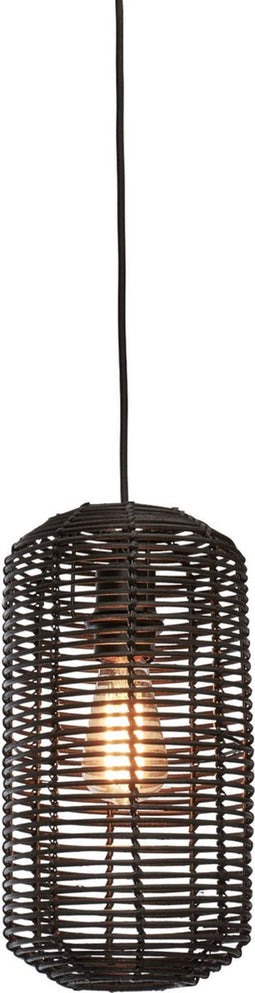 GOOD&MOJO Hanglamp Tanami - Rotan Zwart - Ø18x35cm - Modern - Hanglampen Eetkamer, Slaapkamer, Woonkamer