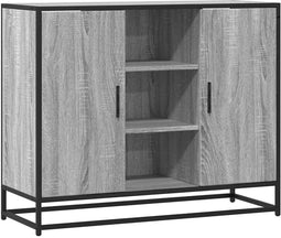 vidaXL - Dressoir - 92x35x76 - cm - bewerkt - hout - grijs - sonoma - eikenkleurig