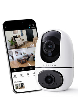 virtavo Binnencamera - Dual Lens - 360 pan/kantelbaar - Nachtzicht kleur